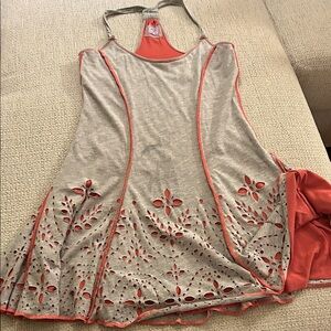 Free People cotton “STRETCH” Women’s Top of  Orange and Grey colors.